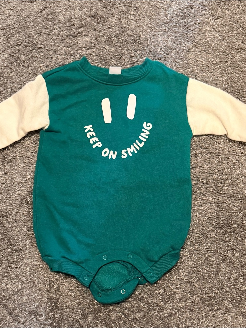 Keep On Smiling Green & Cream Baby One-Piece